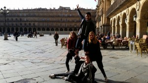 4 élèves sur la Plaza Mayor